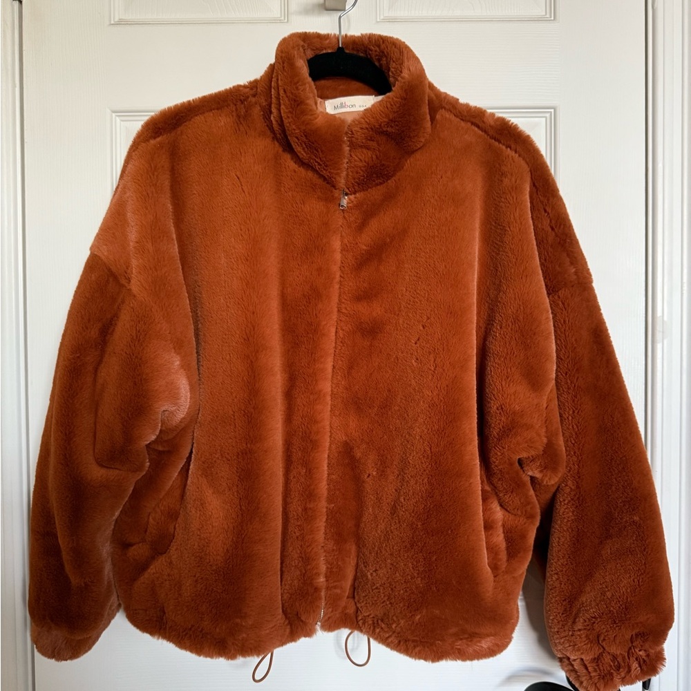 Faux Fur Zip Up Jacket By Millibon (Size Med)